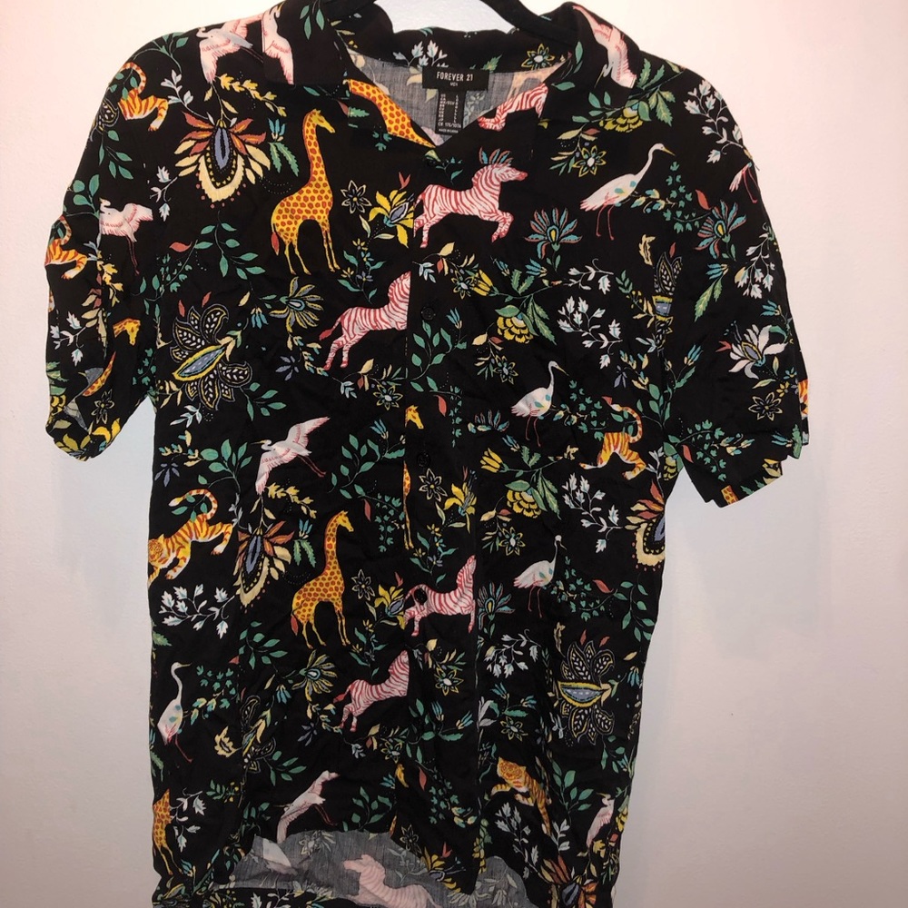 Men’s Animal Print Button Down Multicolored